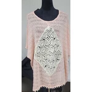 KORI America Knit Sweater; BOHO Peach and Cream; Sz M/L; NWT; Made in China